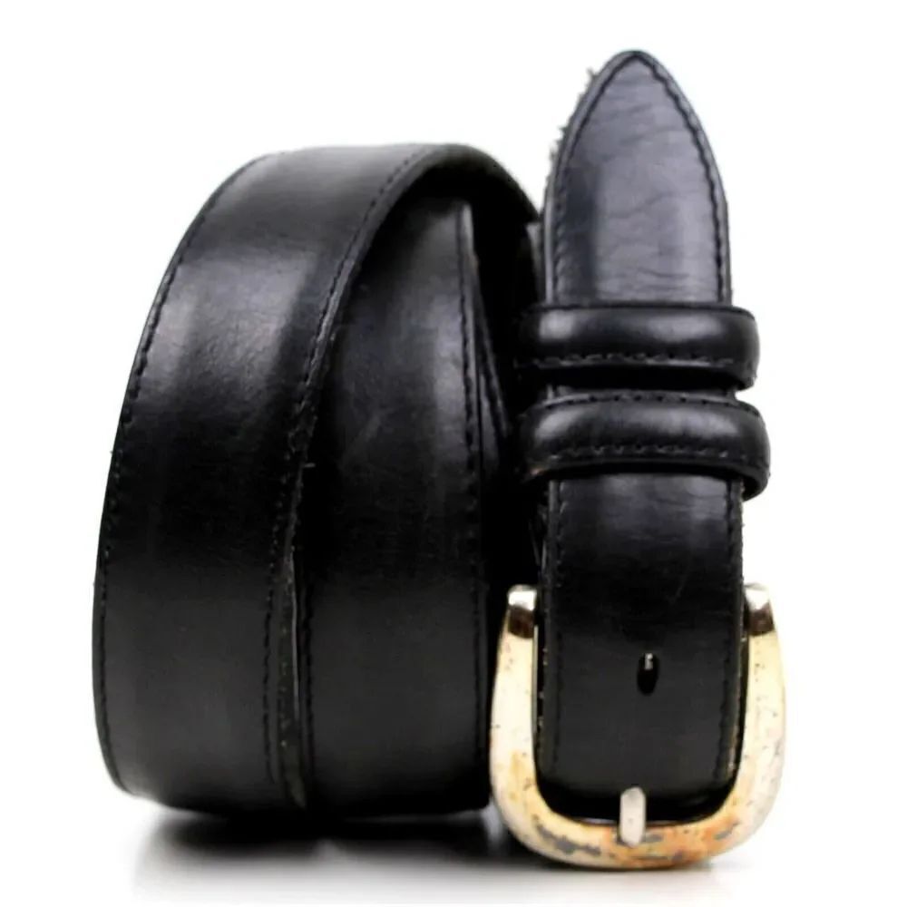 CLASSIC BLACK GENUINE LEATHER 1 1/8"Wd DRESS CASUAL MEN'S BELT Sz 42 (T52